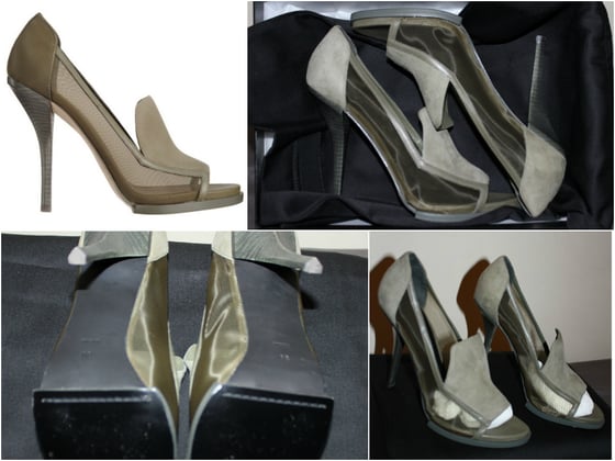 Image of AlexanderWang Green 'Ali' mesh peep-toe pumps