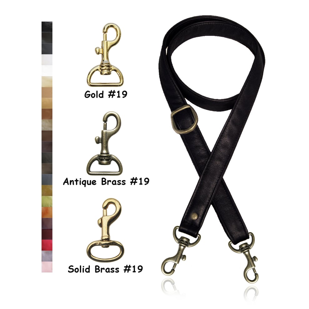 Image of Adjustable Crossbody Bag Strap - Choose Leather Color - 55" Maximum Length, 1" Wide, #19 Hooks