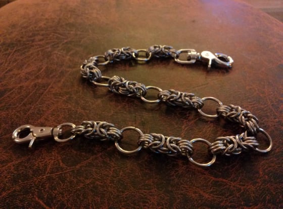 Image of Stainless Steel Wallet Chain Sectioned Byzantine