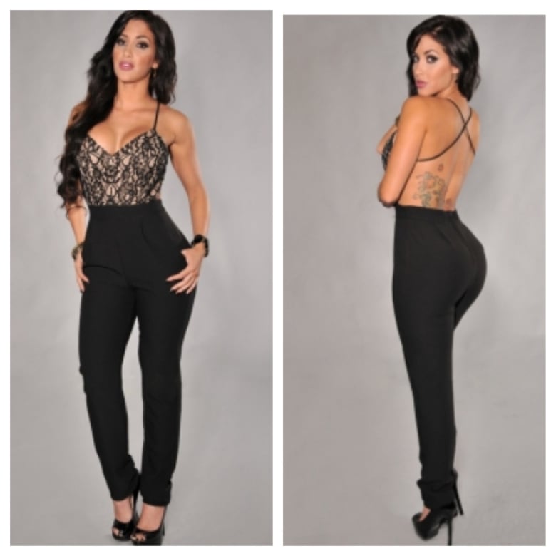 Image of Lace Cross Back Jumpsuit