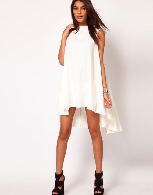 Image of ASOS Swing Dress with Dipped Hem and pleated back