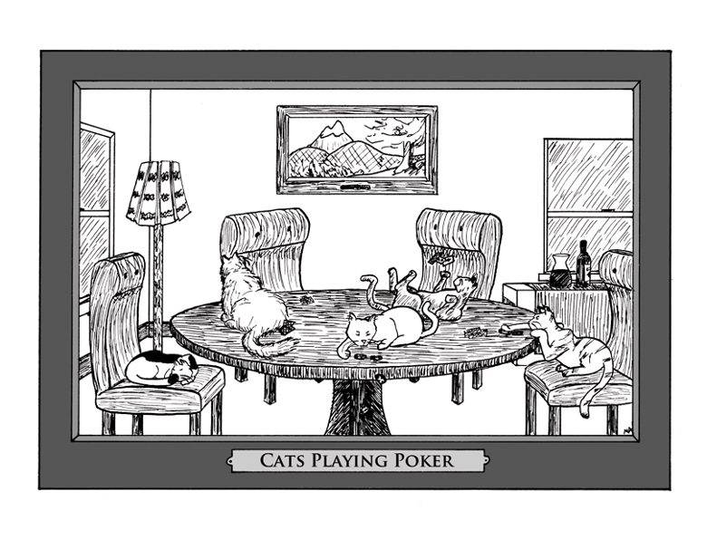 Image of Cats Playing Poker - Print
