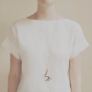Image of Wood, Copper or Raw Brass long chain pendant necklace