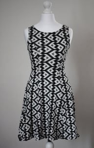Image of Black and White geometric print swing dress