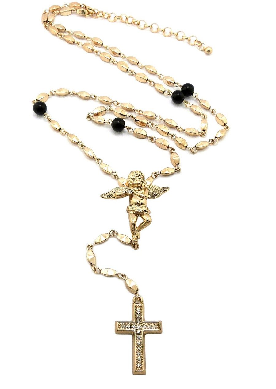 Image of PVTSTK GOLD ROSARY 27 INCH NECKLACE