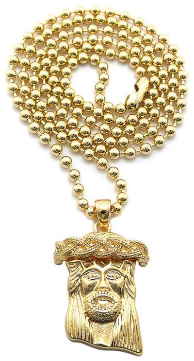 Image of GOLD MIRCO JESUS 27 INCH NECKLACE GOLD/GOLD