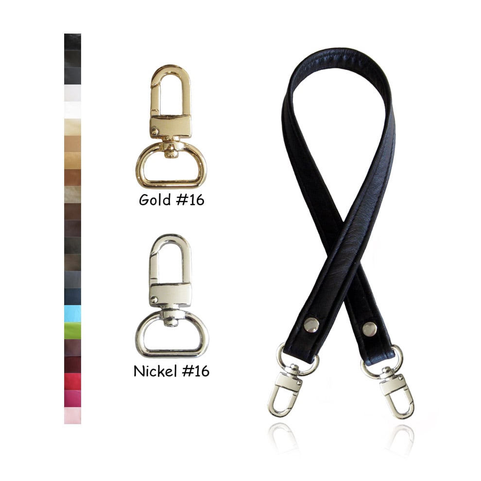 Image of Top Handle or Hobo-style Leather Strap - Choose Color & Finish - 20" Length, 3/4" Wide, #16 Hooks