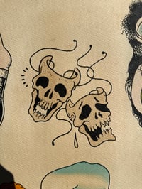 Image 5 of Hand Painted Ed Hardy Inspired American Traditional Tattoo Flash Sheet, Six Pieces in a Black Frame