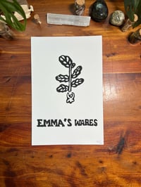 Image 1 of Emma's Wares Logo Linoprint 5.5 x 8.5