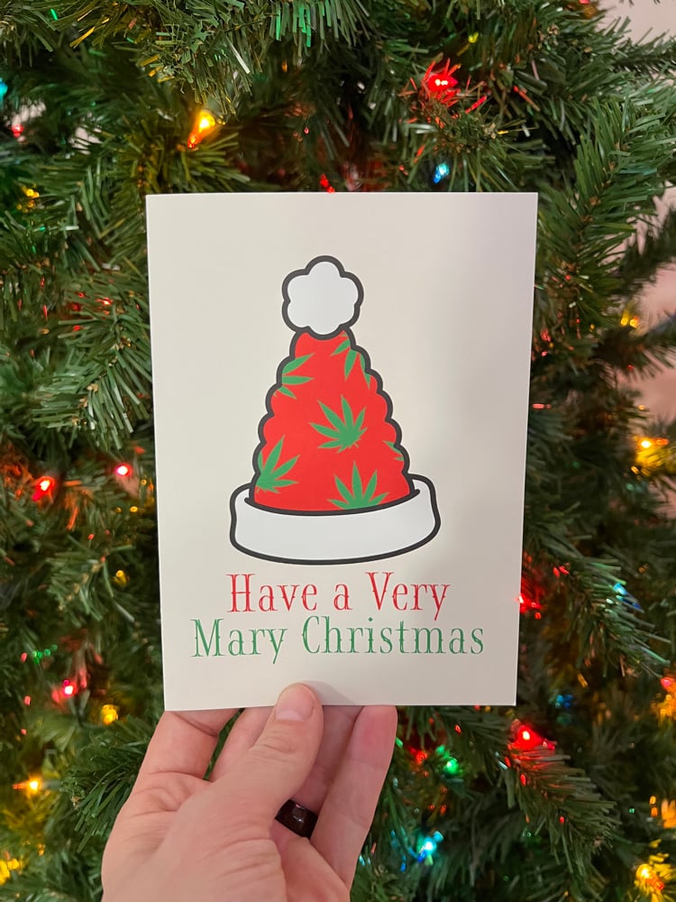 Image of Cannabis Christmas Cards | 5x7 Folded Greeting Card Blank Inside