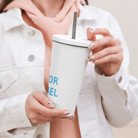 Image 3 of Insulated tumbler with a straw (Pray For Israel)