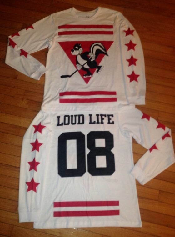 Image of White/red LOUDLIFE HOCKEY TEE(long sleeve)