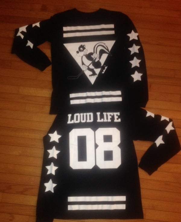 Image of BLACK/white LOUDLIFE HOCKEY TEE(long sleeve)