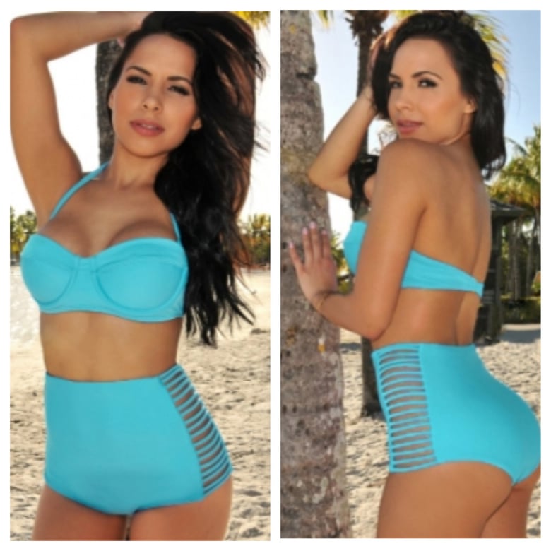 Image of Blue High Waisted Bikini