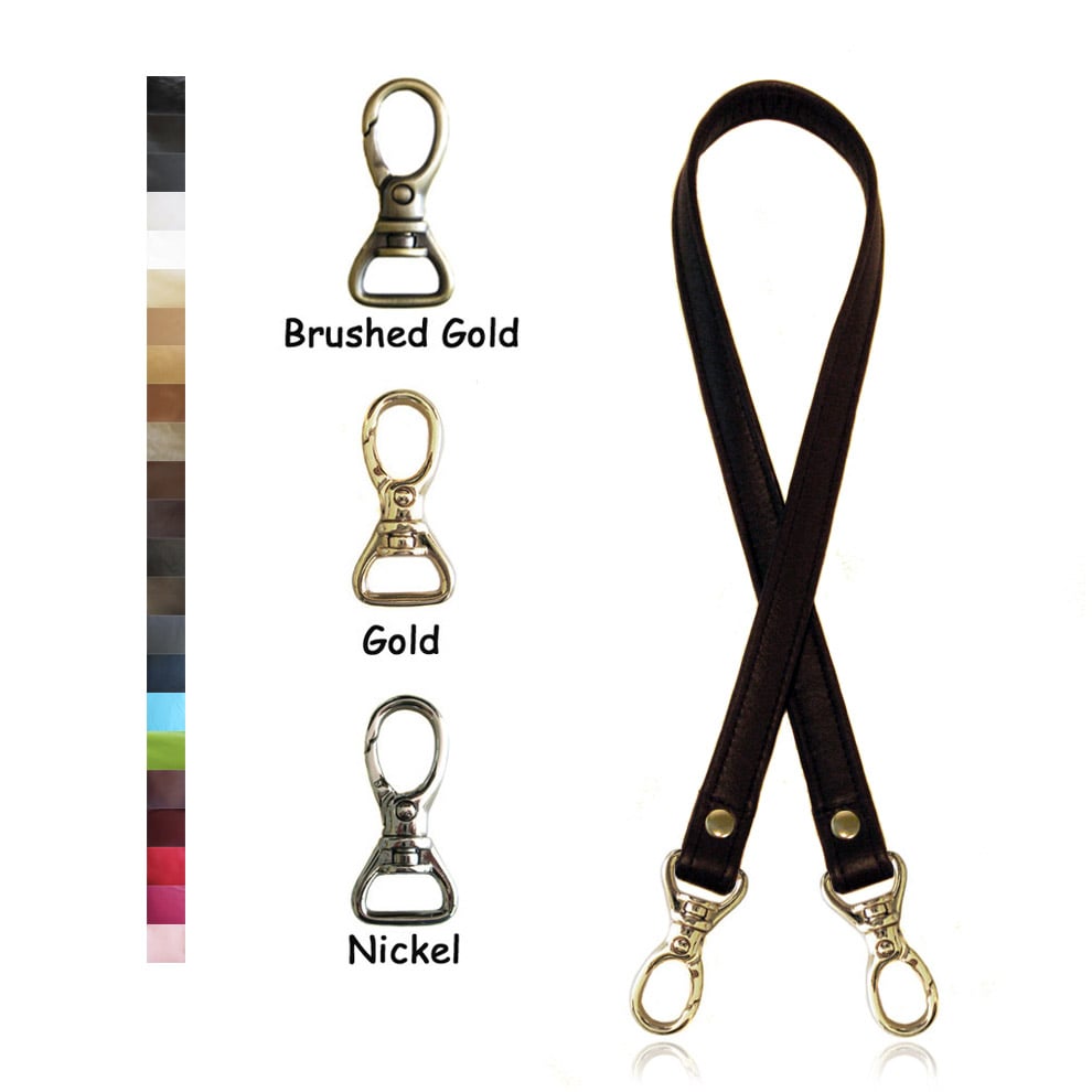 Image of Leather Shoulder Bag/Purse Strap - Choose Color & Finish - 30" Length, 3/4" Wide, #13 Snap Hooks
