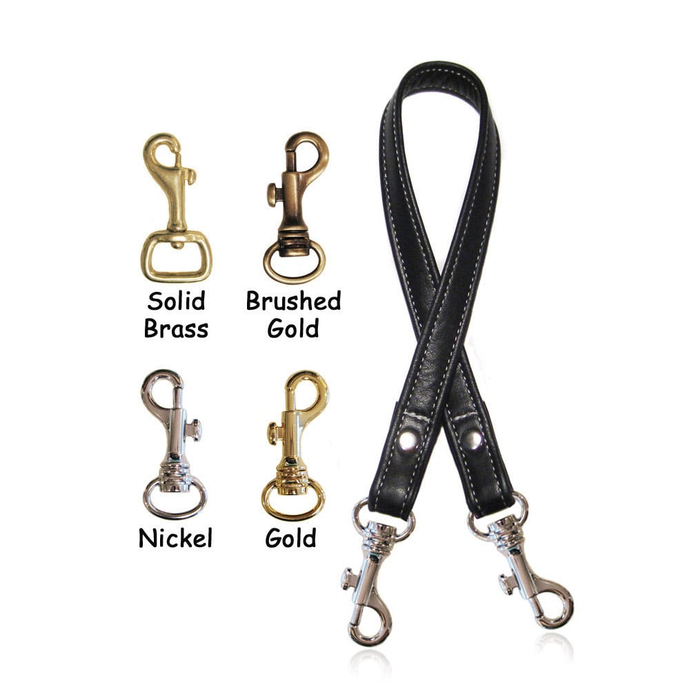 Image of Black Leather Strap w/ White Stitching - .75" Wide - Choice of Length & Attachable Hook #19
