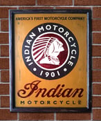 Image of Antiqued Indian Motorcycle Sign