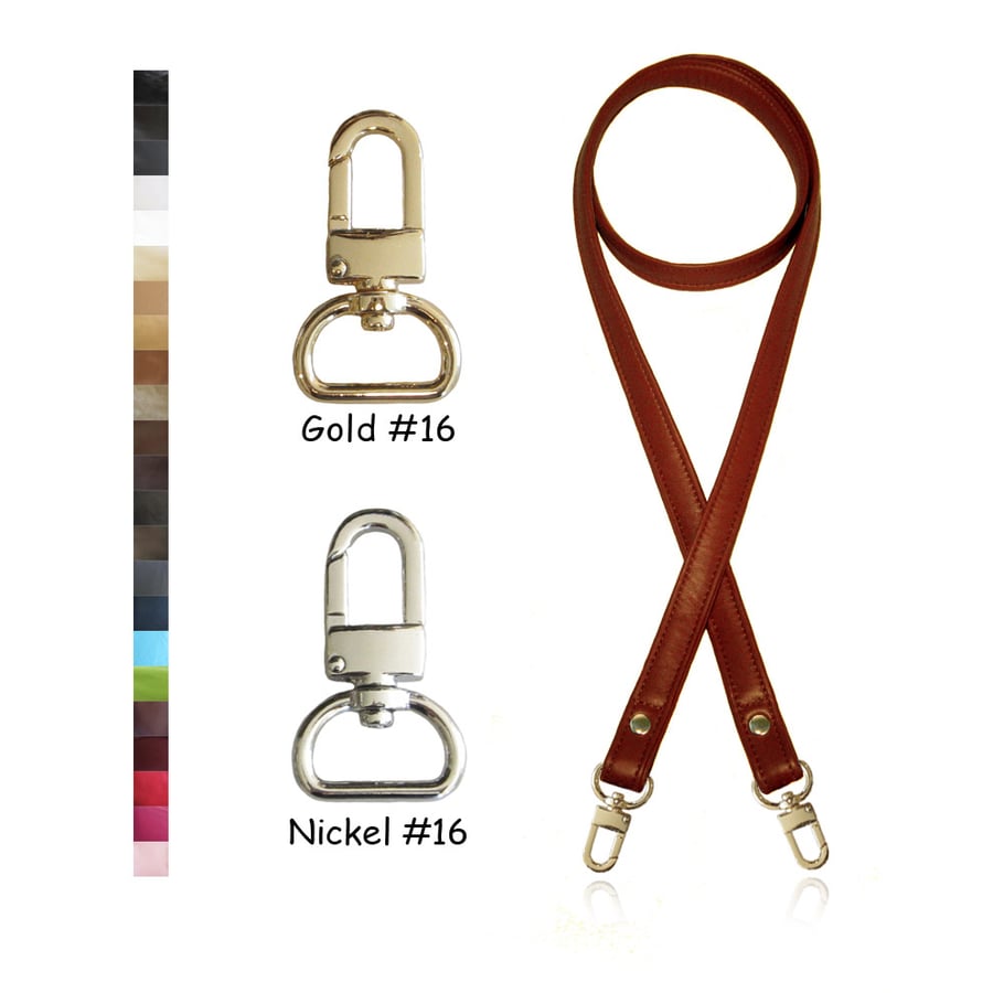 Image of Crossbody / Messenger Bag Strap - Choose Leather Color - 50" Length, 3/4" Wide, #16 U-shape Hooks