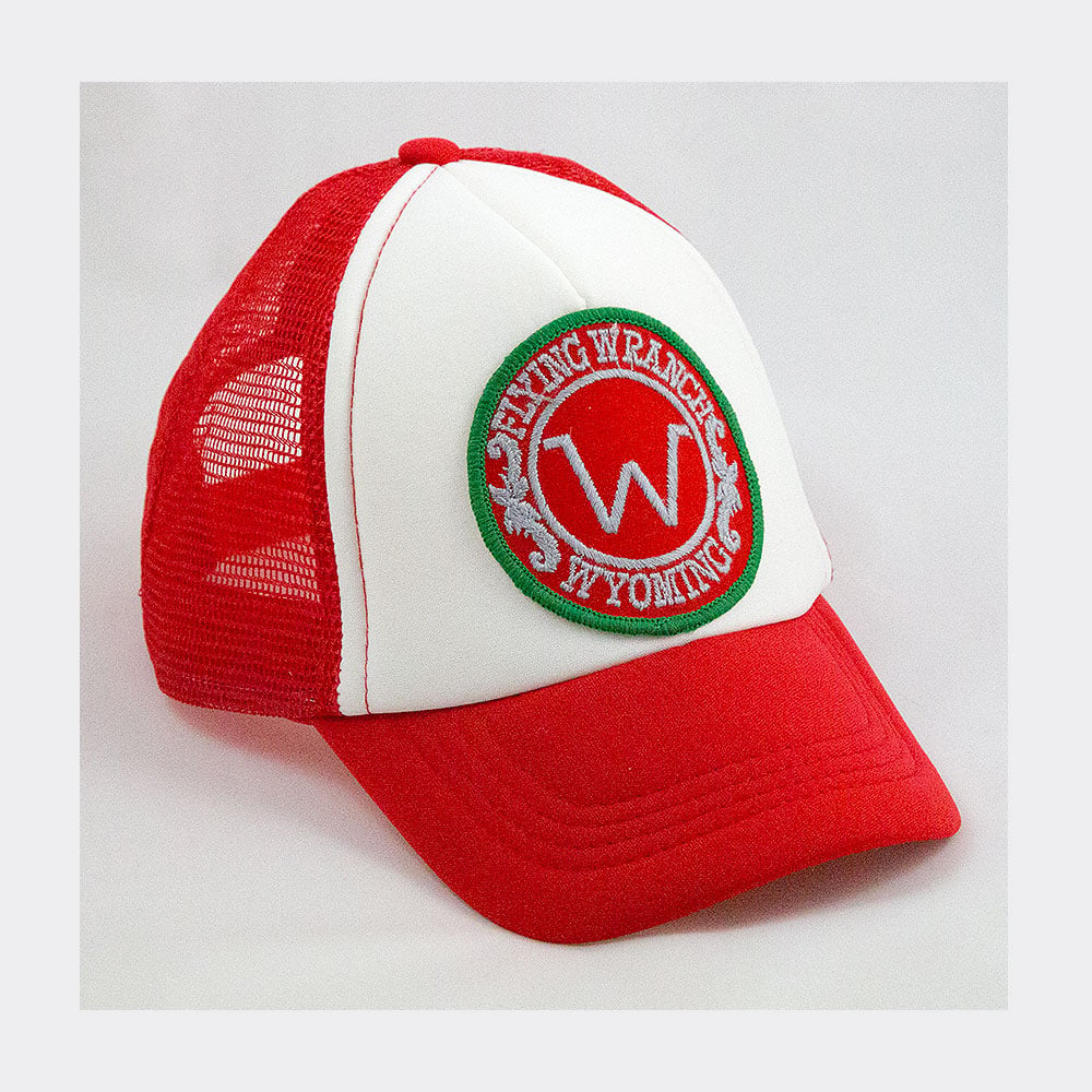 Image of Wyoming 80's patch on red toddler trucker Free UK P&P