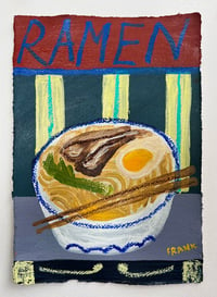 Ramen on navy and yellow stripes