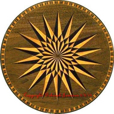 Image of Item No. And3. Marquetry Starburst Compass Rose.