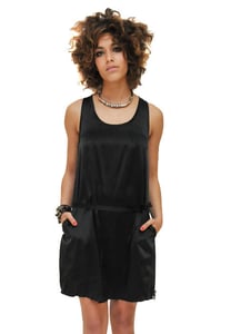 Image of silk zip dress [ black ]