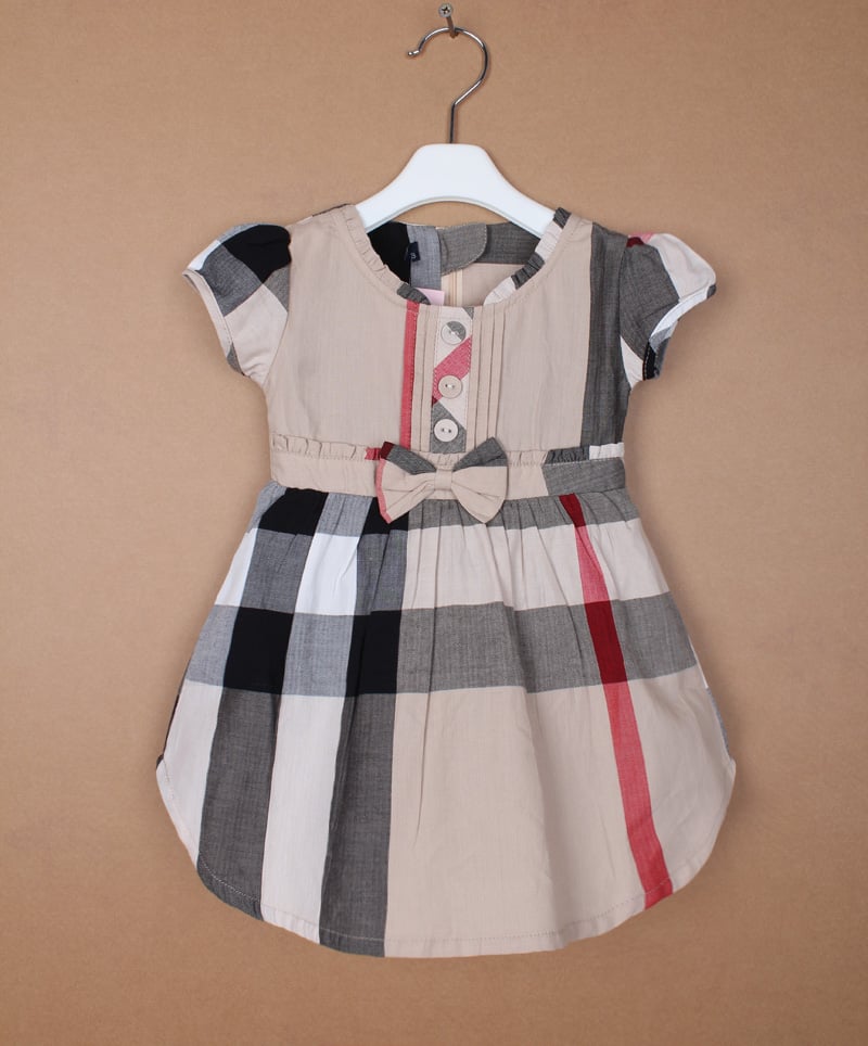 Image of Burberry Print Dress with Flutter Sleeves (Infant and Toddlers)