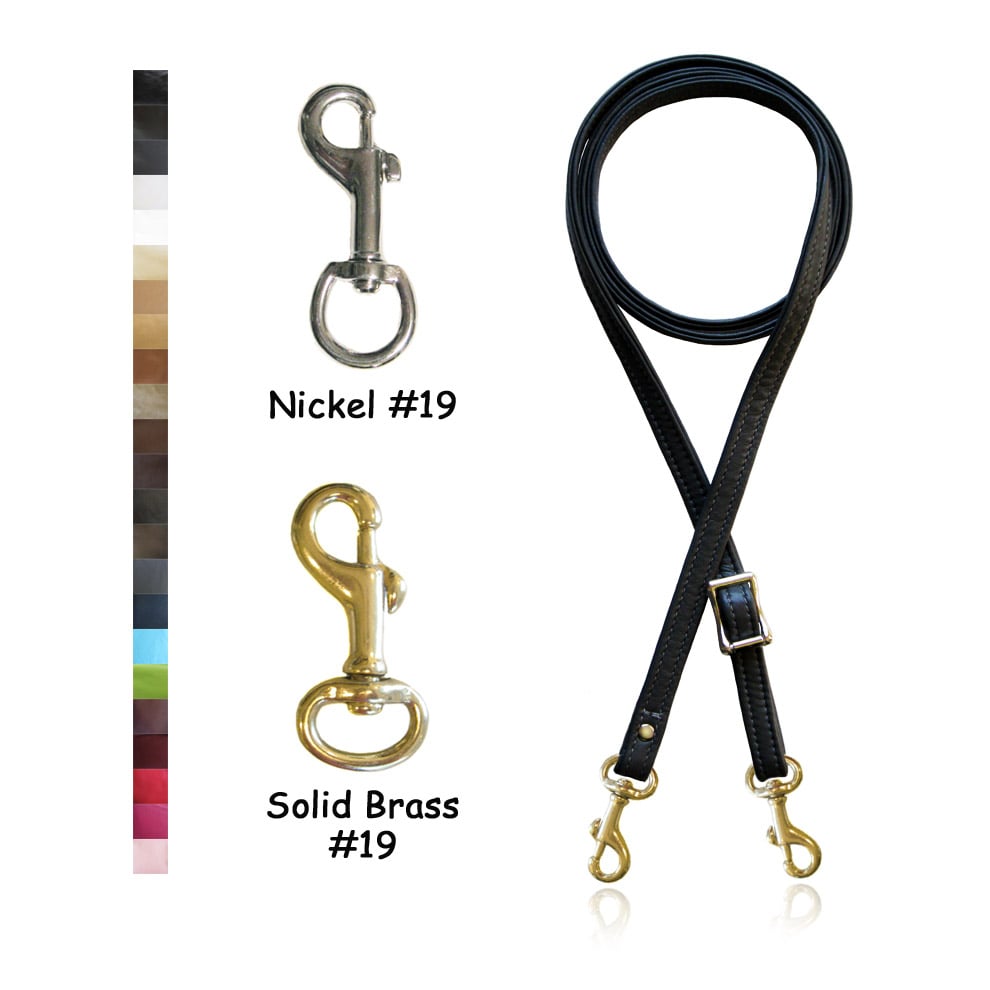 Image of Adjustable Crossbody Bag Strap - Choose Leather Color - 55" Maximum Length, 1/2" Wide, #19 Clips