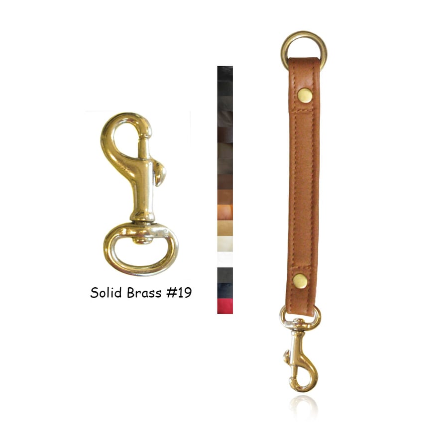 Image of Leather Strap Extender - 3/4" Wide - Solid Brass #19 Hook - Choice of Leather Color & Length