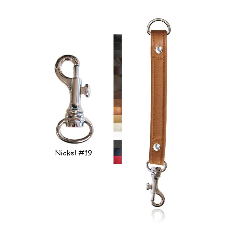 Image of Leather Strap Extender - 3/4" Wide - Nickel #19 Attachable Hook - Choice of Leather Color & Length