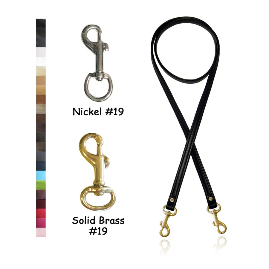 Image of Crossbody / Messenger Bag Strap - Choose Leather Color - 50" Length, 1/2" Wide, #19 Dogleash Hooks