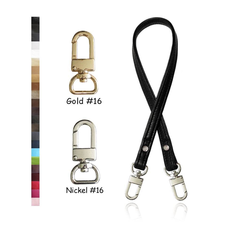 Image of Top Handle or Hobo-style Leather Strap - Choose Color & Finish - 20" Length, 1/2" Wide, #16 Hooks