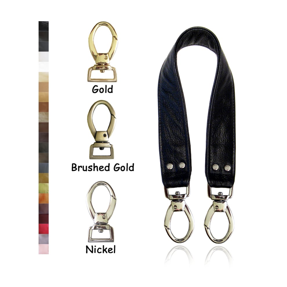 Image of Top Handle or Hobo-style Leather Strap - Choose Color & Finish - 20" Length, 1.5" Wide, #2 Hooks