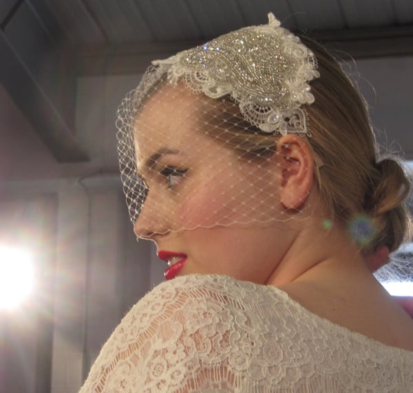 Rosa - Lace and Bead Bridal Headpiece - Laura Pettifar Designs