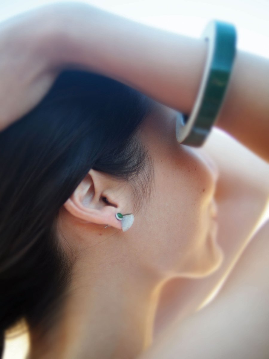 Image of green dot earring