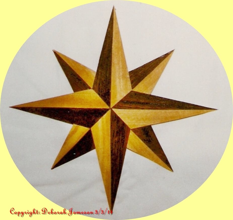 Image of Item No. 36.  Marquetry Inlay Rosewood and Satinwood Star Design.