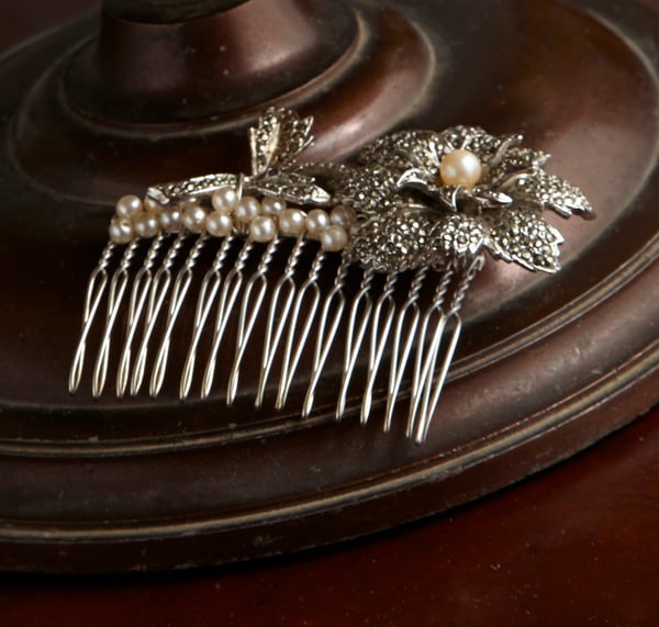 Evelyn Vintage Marcasite Bridal Comb - Laura Pettifar Designs