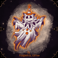 Kitty ghost clown   keychain