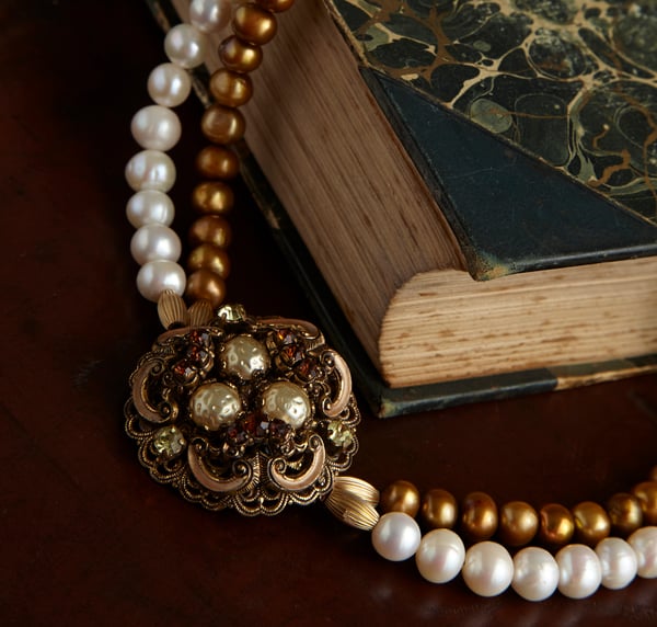 Francesca Vintage Necklace with Fresh Water Pearls - Laura Pettifar Designs