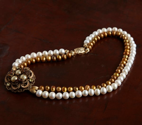 Francesca Vintage Necklace with Fresh Water Pearls - Laura Pettifar Designs