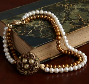 Francesca Vintage Necklace with Fresh Water Pearls - Laura Pettifar Designs