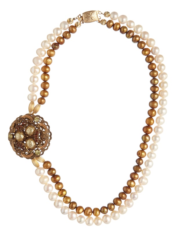 Francesca Vintage Necklace with Fresh Water Pearls - Laura Pettifar Designs
