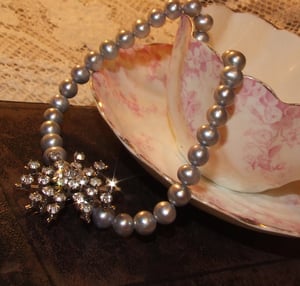 Ella Vintage Diamante Necklace with Fresh Water Pearls - Laura Pettifar Designs