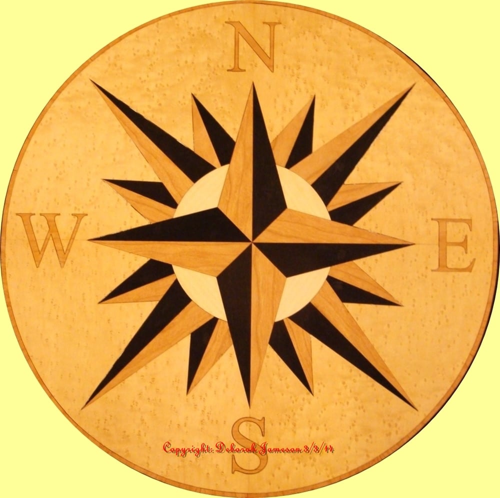 Image of Item No. 118 Marquetry Navigational Compass. 