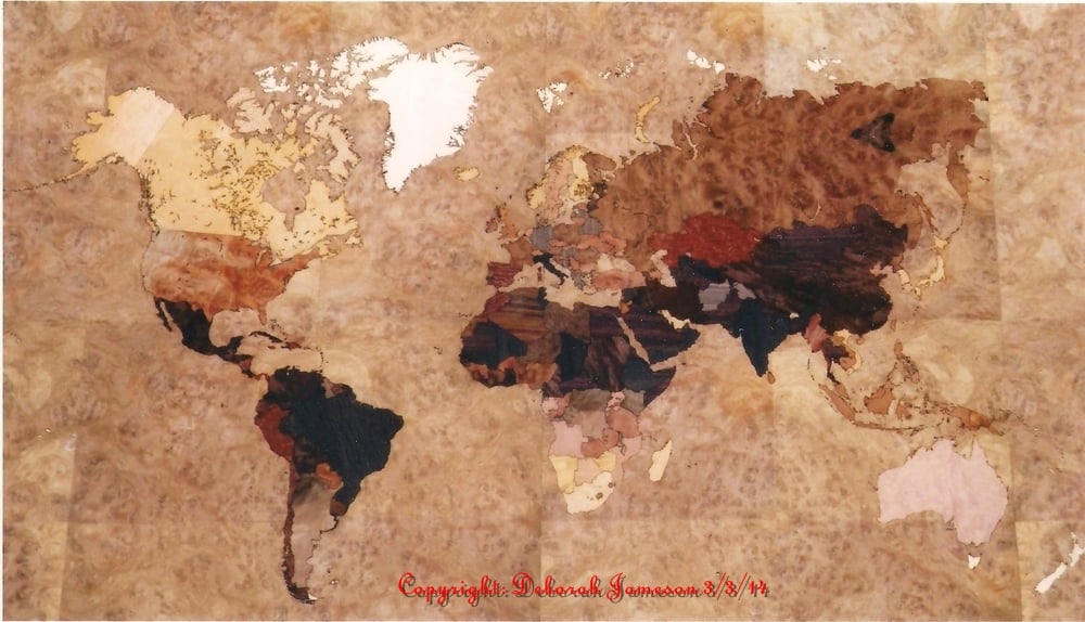 Image of Item No. 47.  Marquetry Inlaid World Map Item
