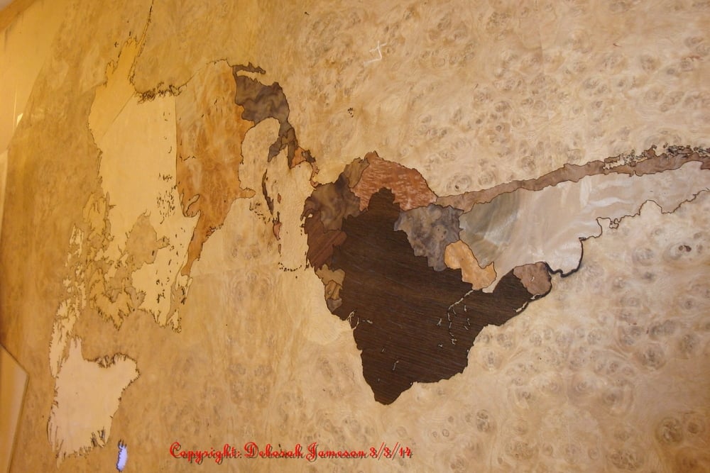 Image of Item No. 47.  Marquetry Inlaid World Map Item