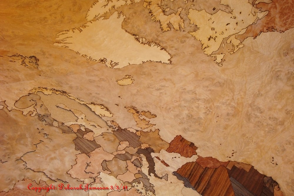 Image of Item No. 47.  Marquetry Inlaid World Map Item