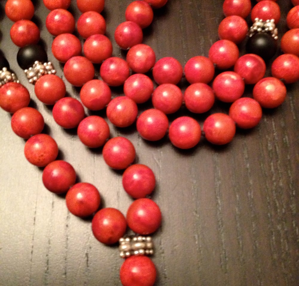 Image of 108 Red Coral OM Mala