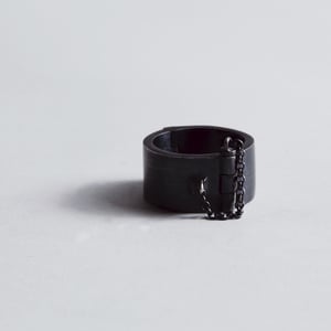 Image of HEAVY CUFF RING — BLACK / SILVER