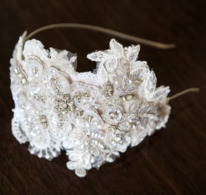 Clarisse Lace & Diamante Bridal Headpiece - Laura Pettifar Designs